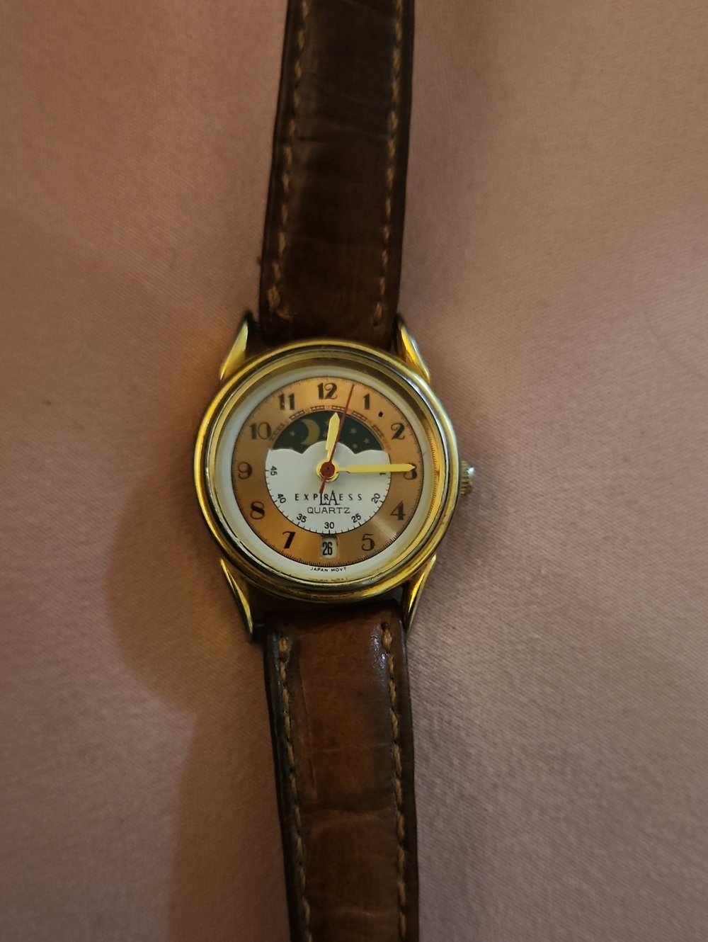 Express MoonLight Watch With Leather Band